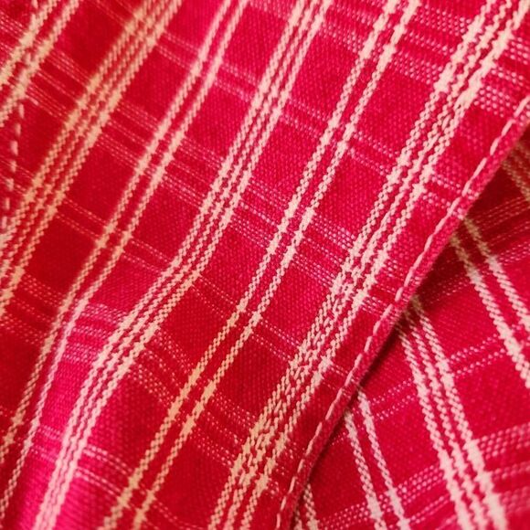 No excuses Sexy Tough Jeanwear 90s red plaid overall mini dress M 100% cotton - Picture 5 of 5